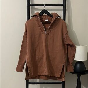 VARLEY Brown Half-Zip Sweater